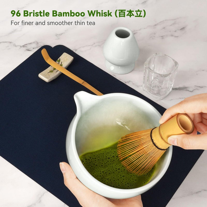 Joiish Matcha Tea Set 10-Pcs Kit  Whisk and Bowl with Spout & Measuring Spoon  Japanese Tea Making Tools  Grey - Image 4